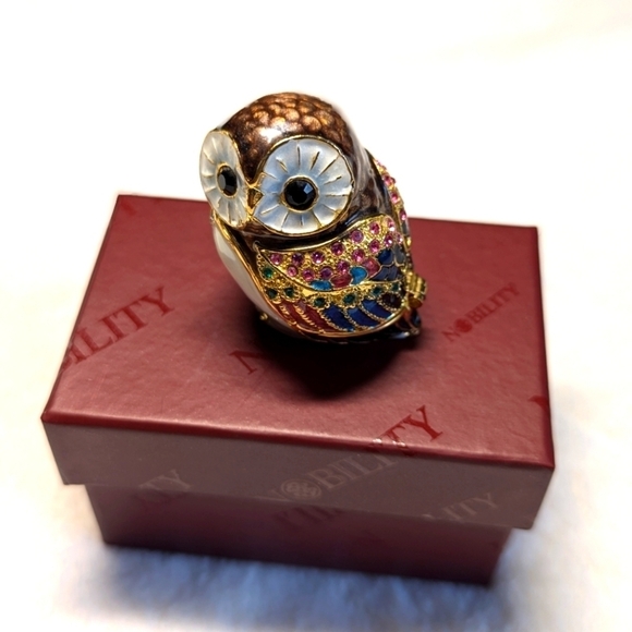 NIB Nobility Baby Barn Owl Miniature Trinket Box - Picture 2 of 11